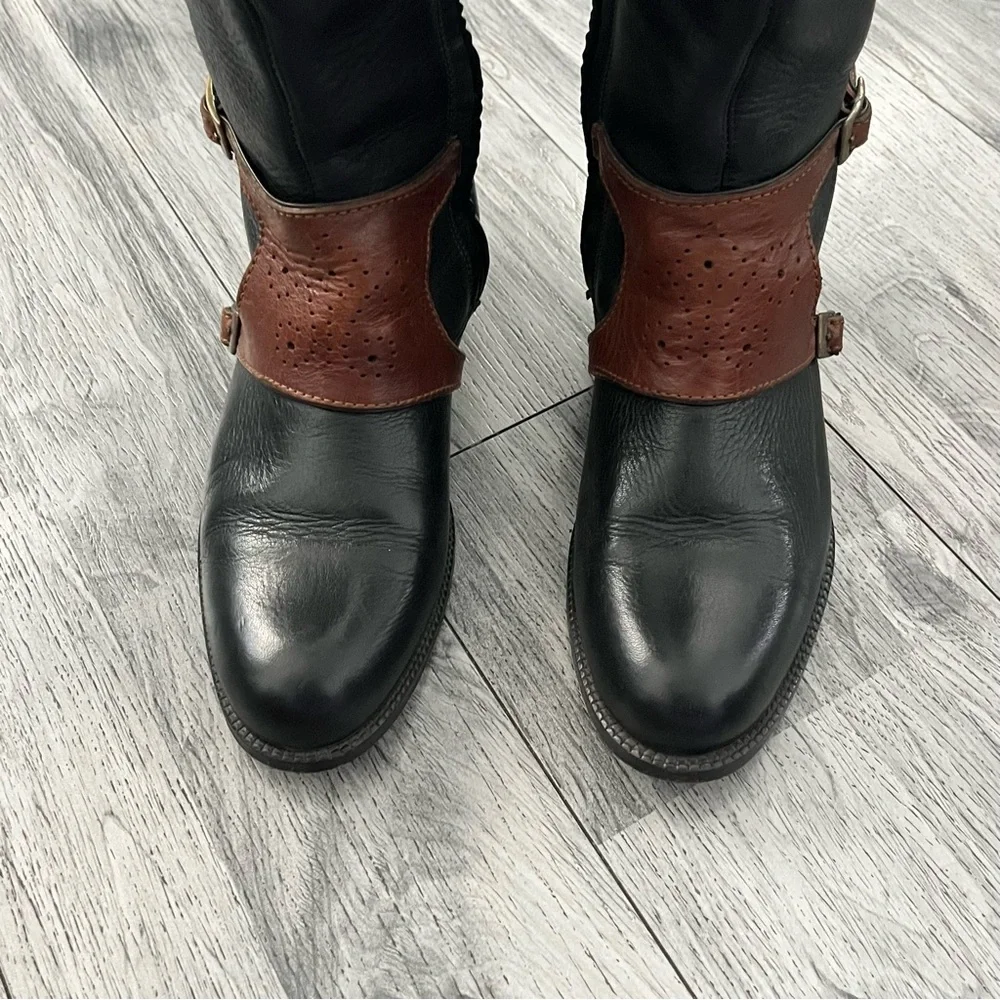 FRANCO CUADRA Belmont Black and Brown Leather Riding Boots Sz 24 MX / 7 US - Picture 4 of 10